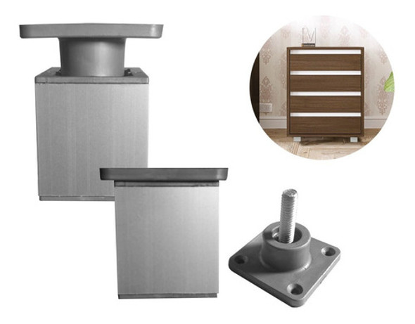 Pata Bajo Mesada Aluminio Cuadrada Regulable 50mm Radem 0