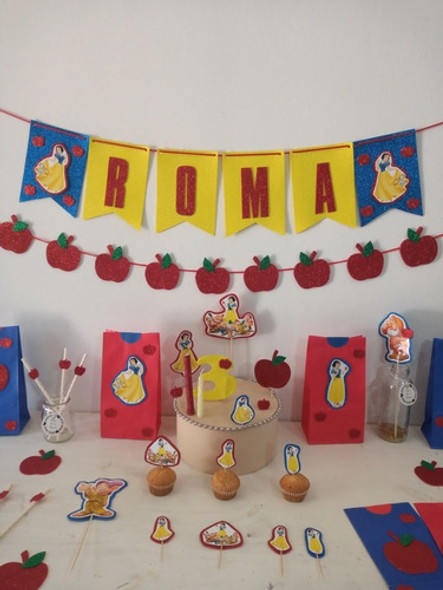 Combo Cumple Blancanieves Manzanitas 10 Niños Goma Eva Glitt 0