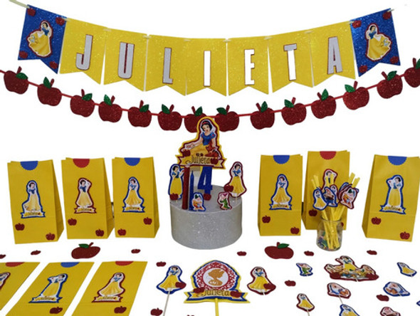 Combo Cumple Blancanieves Manzanitas 10 Niños Goma Eva Glitt 0