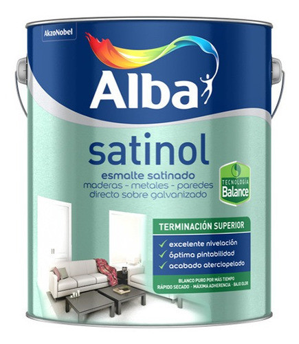 Esmalte Al Agua Alba Satinado Satinol Blanco 4 Lts Prestigio 0