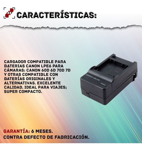 Cargador De Baterías Canon Lpe6 P/ Canon 7d 60d 5d 5d Ii 1