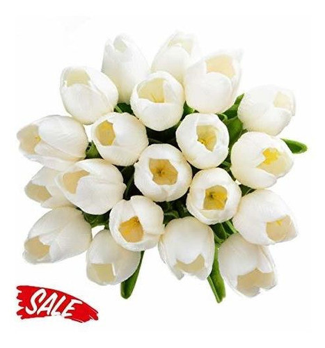 Tulipanes Artificiales De Aspecto Real (20u.) Blanco 1