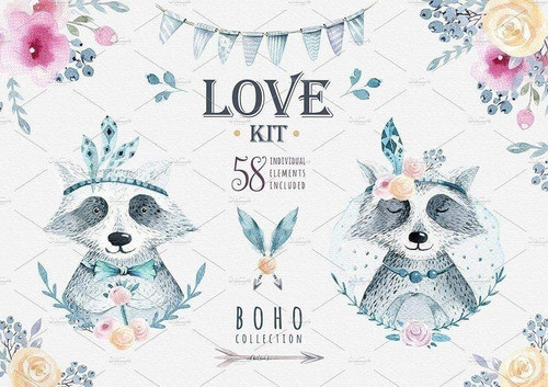 Cliparts Png Mapaches Amor Acuarela Watercolor Pa36 0