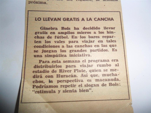 Maraton De Los Barrios 1956 Ginebra Bols Te Lleva Bar Cancha 1