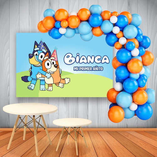Fondo Banner Bluey Decoración Mesa Cumpleaños Candy 1.5x1 M 0