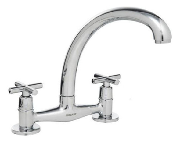 Grifería Cocina Mesada Mozart Pico J Grueso Fundido Cromo 0