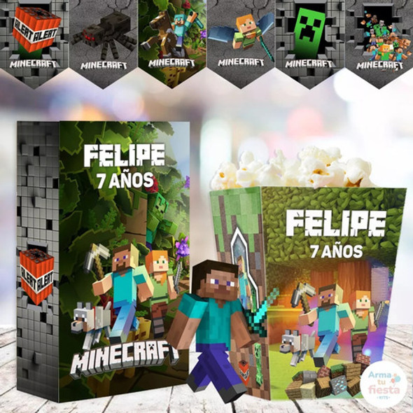 Kit Imprimible Minecraft Personalizado Full+obsequios 1