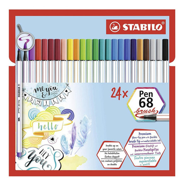 Marcador Stabilo Brush Pen 68 X 24 Punta Pincel Acuarelables 0