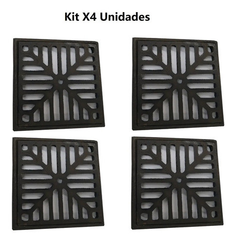 Kit X4 Rejilla De Fundición Para Piso De 20x20cm 1