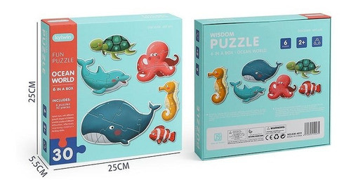 Rompecabezas Animales De Mar X6 Puzzle 30 Pz Juego Didáctico 0