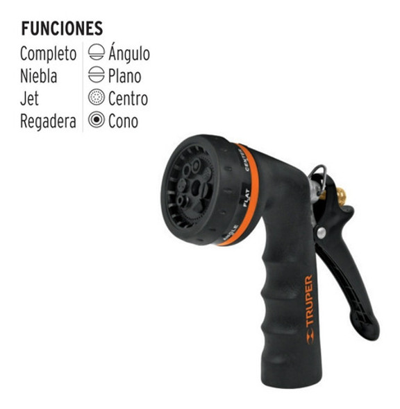 Pistola De Riego 8 Posiciones Cabezal Giratorio Jardín 1