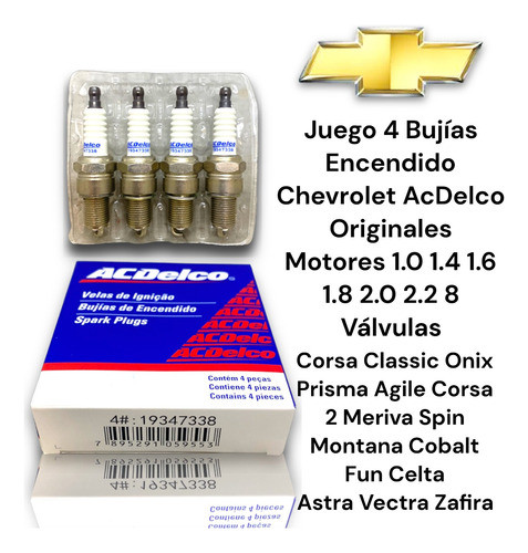 Juego Bujias Chevrolet Spin Corsa Onix Prisma Cobalt Classic 1