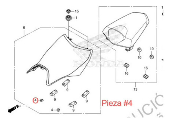 Goma Tope Asiento Original Honda Cb 300f Cb300f Twister Bkz 1