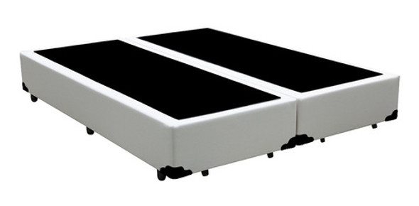 Base Cama Box Casal Bipartido Corino Branca - 138x188x39 0
