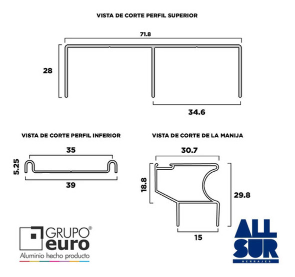 Kit Frente Placard Corredizo Aluminio Classic 2mts 2 Puertas 1 Kit Frente Placard Corredizo Aluminio Classic 2mts 2 Puertas 1