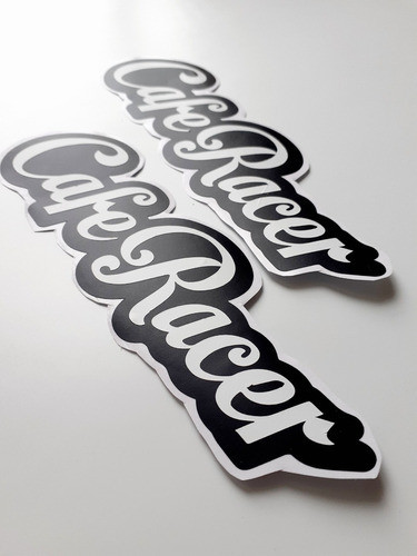 Calcomania Café Racer Classic Con Fondo. Pack X 2 0
