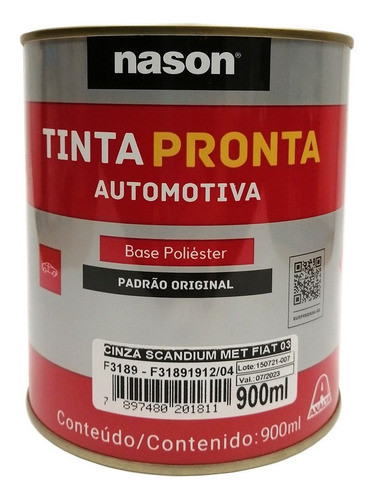 Pintura Automotriz Base Poliéster Gris Scandium Fiat 900ml 0
