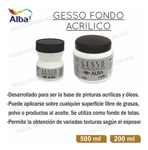 3 Gesso X 500ml Alba Profesional Geso Fondo Acrílico Blanco 1
