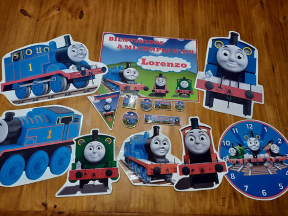 Thomas El Tren Kit Cumple Cartel Banderines Stickers Candy 0
