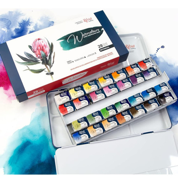 Rosa Gallery Juego De Pintura Botánica De Acuarela, Kit Vibr 0