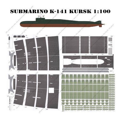 Submarino Kurs  K-141 K 1:100 Papercraft 0