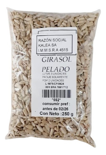 Girasol Pelado Crudo 250g Lleve 3 Pague Solo 2 0
