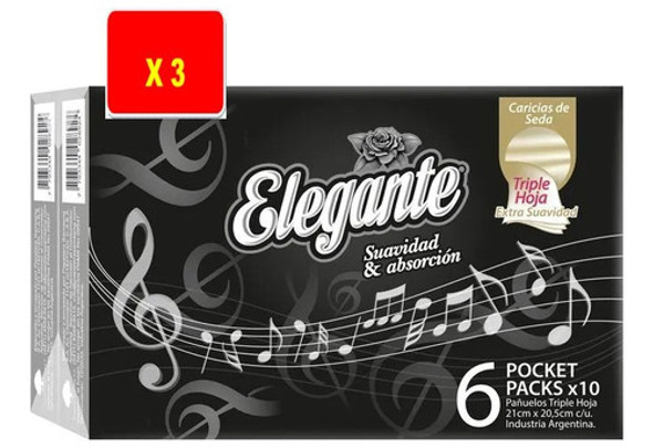 Pack X 3 Paquetes De Pañuelos Elegante De 6 X 12 0