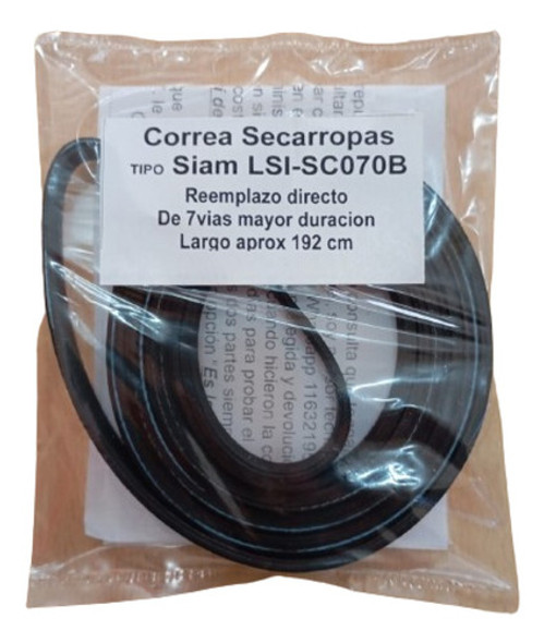 Correa Secarropas Tipo Siam Lsi-sc070b 7 Vías, Mas Duración 0