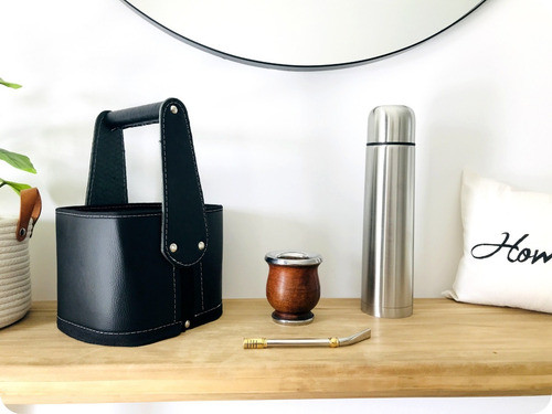 Kit Matero Set Bolso Termo Litro Mate Doble Virola De Acero 1