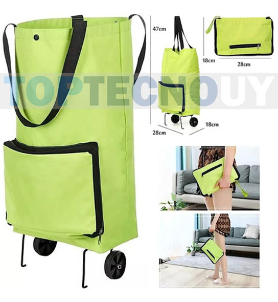 Carro Carrito Bolso Plegable Con Ruedas Para Compras Feria 1