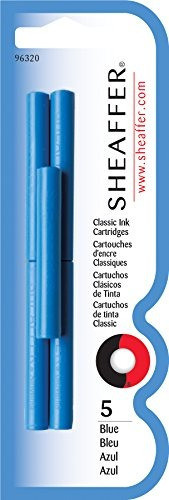 Sheaffer Classic Fountain Pen Ink Cartridges, Blue, 5-pack. 1