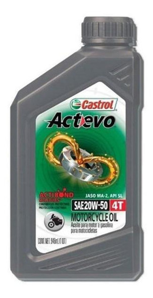 Aceite Moto Actevo 4t 20w-50 Actibond 1lt Castrol 0