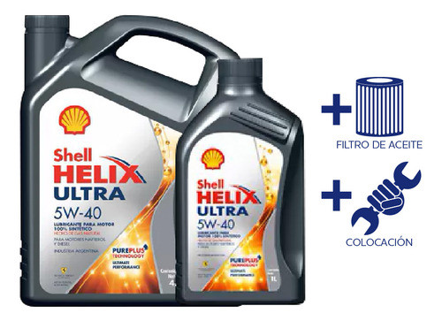 Cambio Aceite Shell Helix Ultra 5w40 5l +fil Ac +colocación 0