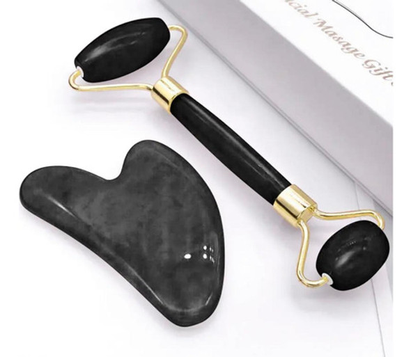 Gua Sha Roller De Obsidiana En Caja Original - Edic. De Lujo 1