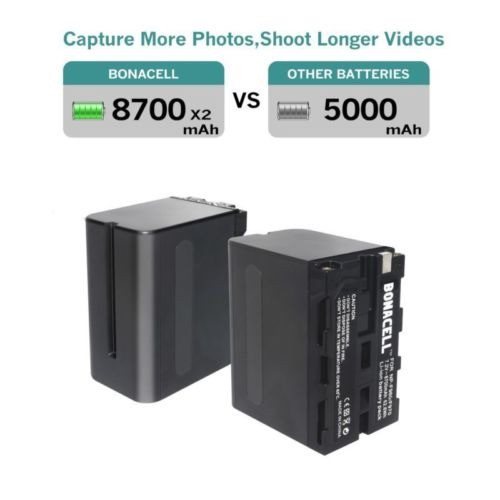 2 X Batería Np-f960/f970 + Cargador Para Sony Np-f570 Np-f75 1
