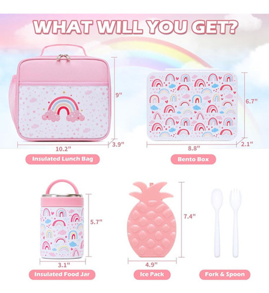 ~? Bevalsa Bento Fiambrera Para Niños Con Juego De Tarro De 1 ~? Bevalsa Bento Fiambrera Para Niños Con Juego De Tarro De 1