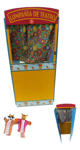 Teatro De Títeres C/laterales Y Telón: ¡2 Títeres De Regalo! 0