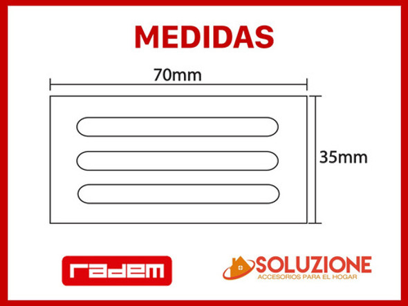 Rejillas Ventilación Muebles Hogar Acero Inox. 70 X 35 Negro 1
