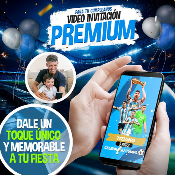 Video Invitación Futbol Argentina Campeón V2 - Premium 1