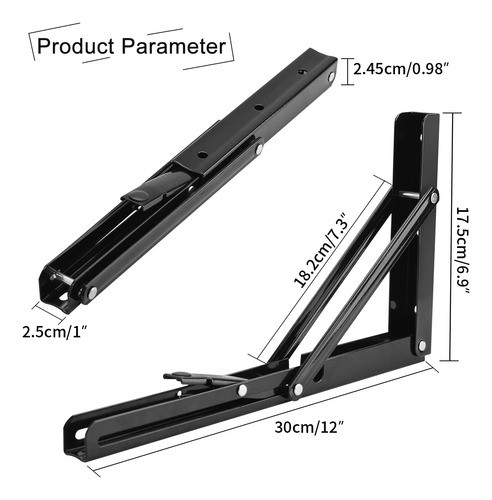 Mensulas Para Estantes Plegables De 30cm En Color Negro 1