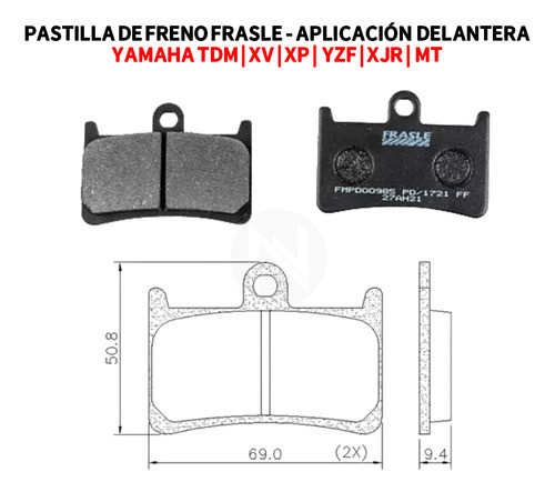 Pastilla De Freno Frasle Delantera Yamaha Tdm 900 Mt 09 Moto 1