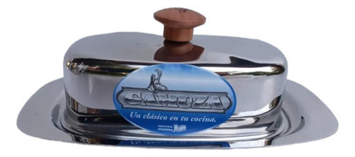 Mantequera Acero Inoxidable Gamuza Boutique Perilla Madera 0