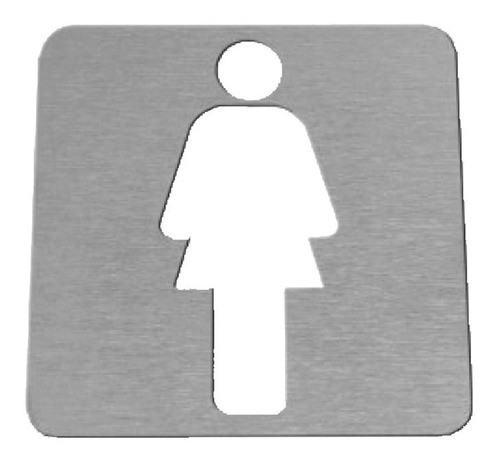 Señal Mujer 90x90mm Baño Cartel Placa Acero Inoxidable 1mm! 0