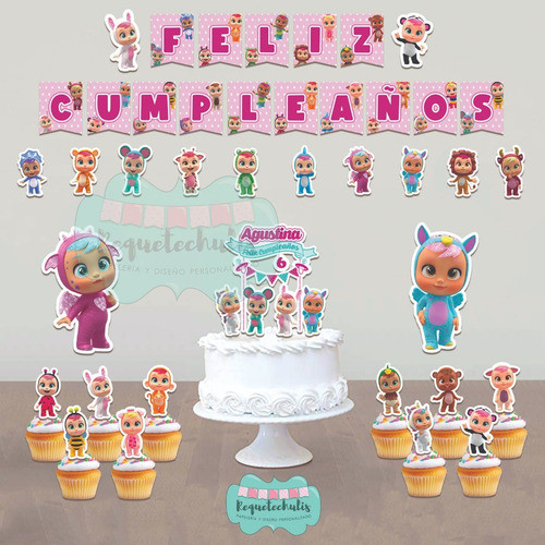 Kit Cumple Deco Cake Topper Banderín Bebes Llorones 0
