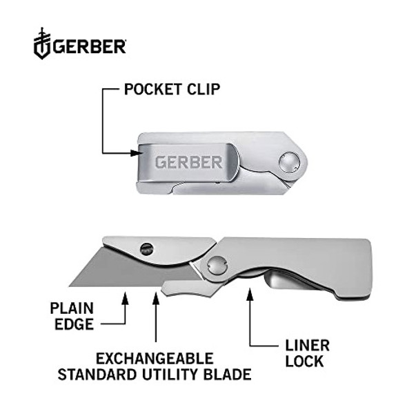 Cuchillo De Bolsillo Manija Acero Inoxidable Gris Con Clip 1 Cuchillo De Bolsillo Manija Acero Inoxidable Gris Con Clip 1