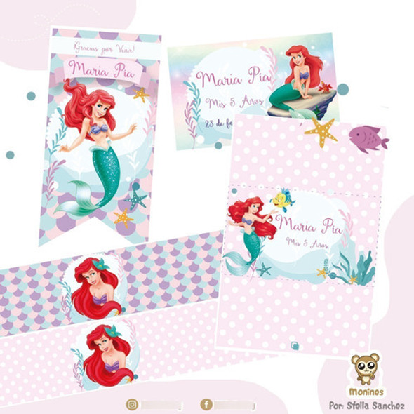 Kit Imprimible Para Fiestas La Sirenita Personalizado 1 Kit Imprimible Para Fiestas La Sirenita Personalizado 1