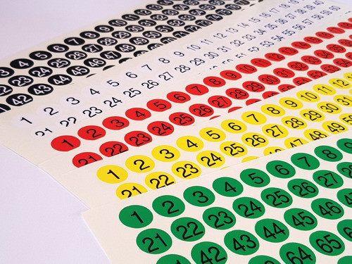 Etiqueta Autoadhesiva Circular 2cm Numerada 1-100 Con Numero 1