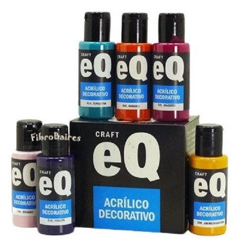 10 Unidades De Acrilico Pintura Decorativa Eq Arte X 50cc 0