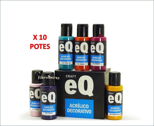 10 Unidades De Acrilico Pintura Decorativa Eq Arte X 50cc 1