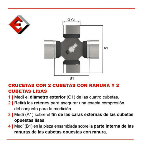 Cruceta Ø27 X 81.75/55 (lados Desiguales) Etma Cr1298 1